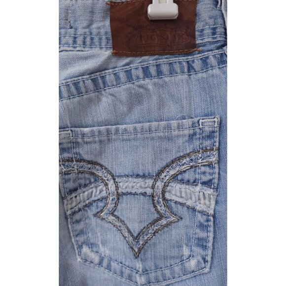 Big Star Mens 33Rx30 Light Wash Distressed Regular Fit Boot Cut Pioneer Jeans - Picture 9 of 12